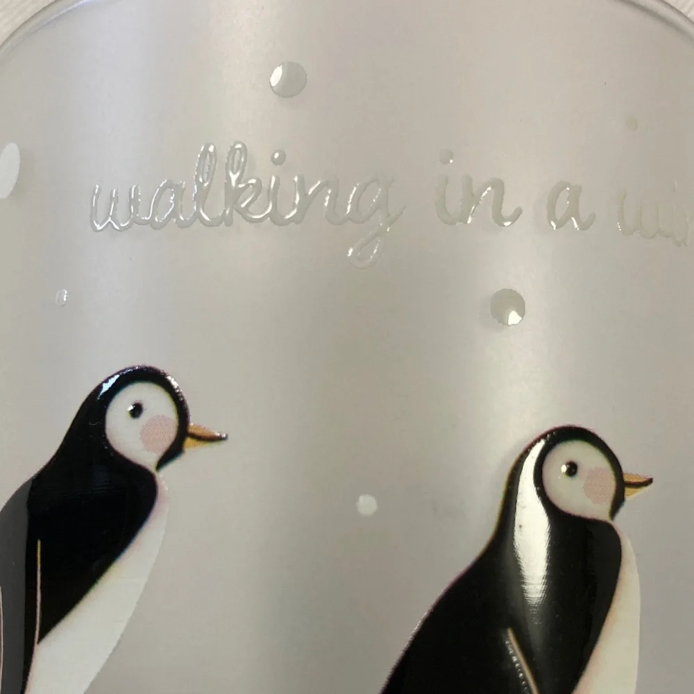 Culver penguins  frosted walking through a winter wonderland glass